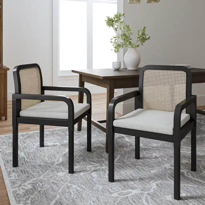 Antoine Modern Ratten Back Dining Chair with Removable Cushion by HULALA HOME