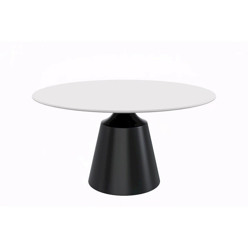 Prynn Dining Table with Round Top and Black Pedestal Base
