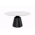 Prynn Dining Table with Round Top and Black Pedestal Base