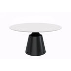 Prynn Dining Table with Round Top and Black Pedestal Base