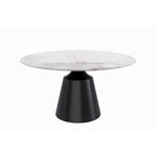 Prynn Dining Table with Round Top and Black Pedestal Base