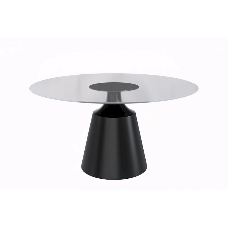 Prynn Dining Table with Round Top and Black Pedestal Base