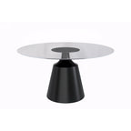 Prynn Dining Table with Round Top and Black Pedestal Base