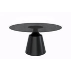 Prynn Dining Table with Round Top and Black Pedestal Base