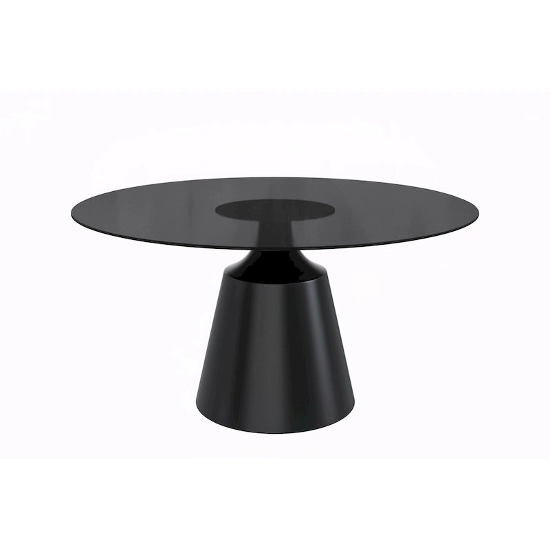 Prynn Dining Table with Round Top and Black Pedestal Base
