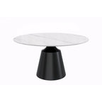 Prynn Dining Table with Round Top and Black Pedestal Base