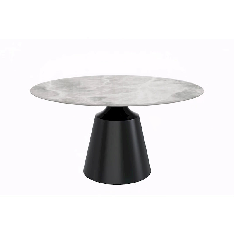 Prynn Dining Table with Round Top and Black Pedestal Base