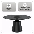 Prynn Dining Table with Round Top and Black Pedestal Base