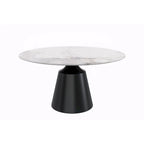 Prynn Dining Table with Round Top and Black Pedestal Base