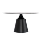 Prynn Dining Table with Round Top and Black Pedestal Base