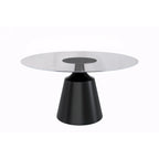 Prynn Dining Table with Round Top and Black Pedestal Base