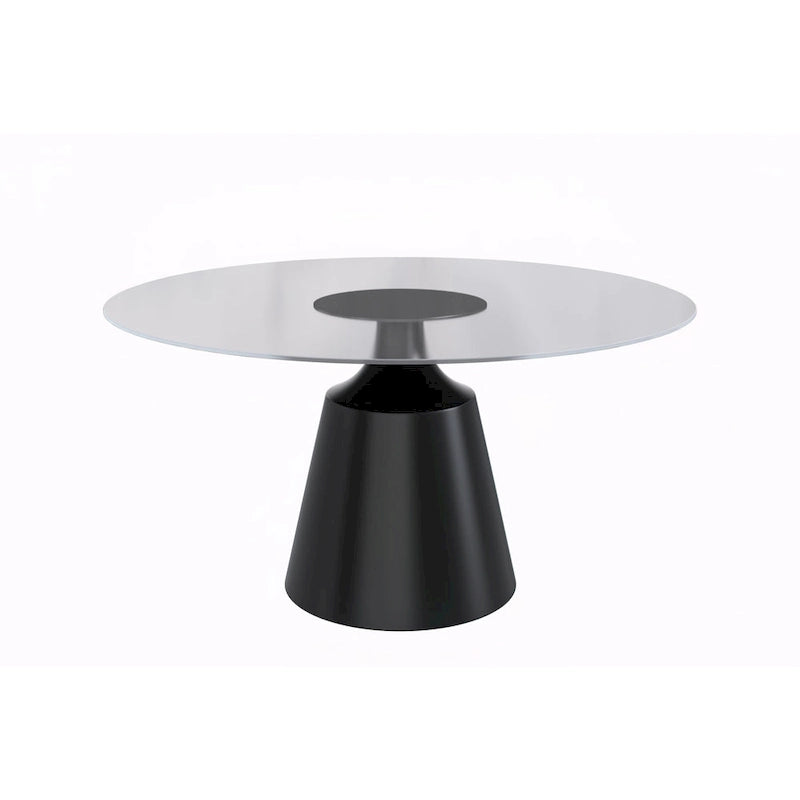 Prynn Dining Table with Round Top and Black Pedestal Base