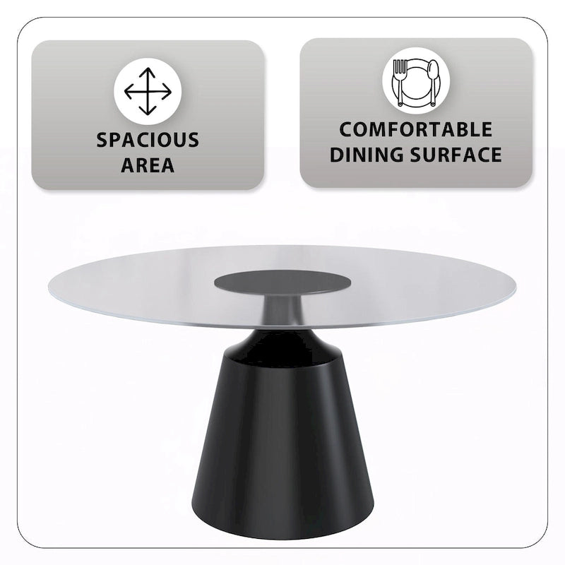 Prynn Dining Table with Round Top and Black Pedestal Base