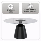 Prynn Dining Table with Round Top and Black Pedestal Base