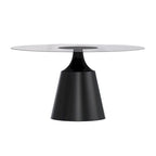 Prynn Dining Table with Round Top and Black Pedestal Base