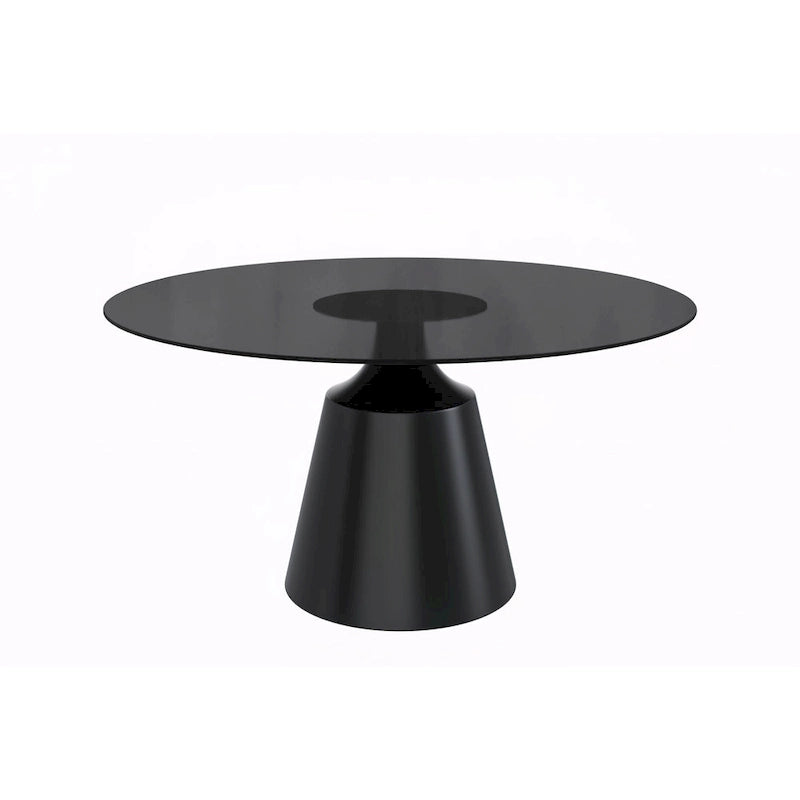 Prynn Dining Table with Round Top and Black Pedestal Base