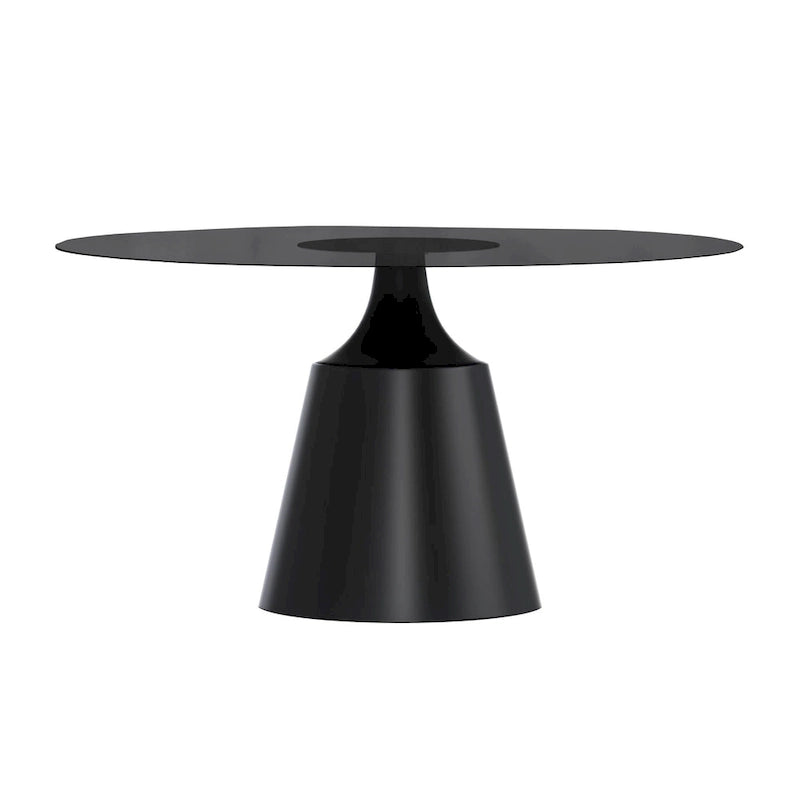 Prynn Dining Table with Round Top and Black Pedestal Base