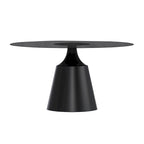 Prynn Dining Table with Round Top and Black Pedestal Base