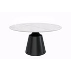 Prynn Dining Table with Round Top and Black Pedestal Base