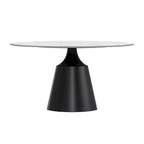 Prynn Dining Table with Round Top and Black Pedestal Base