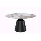 Prynn Dining Table with Round Top and Black Pedestal Base