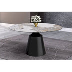 Prynn Dining Table with Round Top and Black Pedestal Base