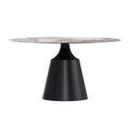 Prynn Dining Table with Round Top and Black Pedestal Base