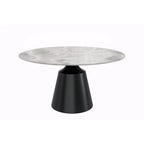 Prynn Dining Table with Round Top and Black Pedestal Base
