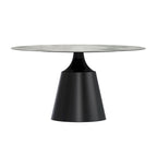Prynn Dining Table with Round Top and Black Pedestal Base