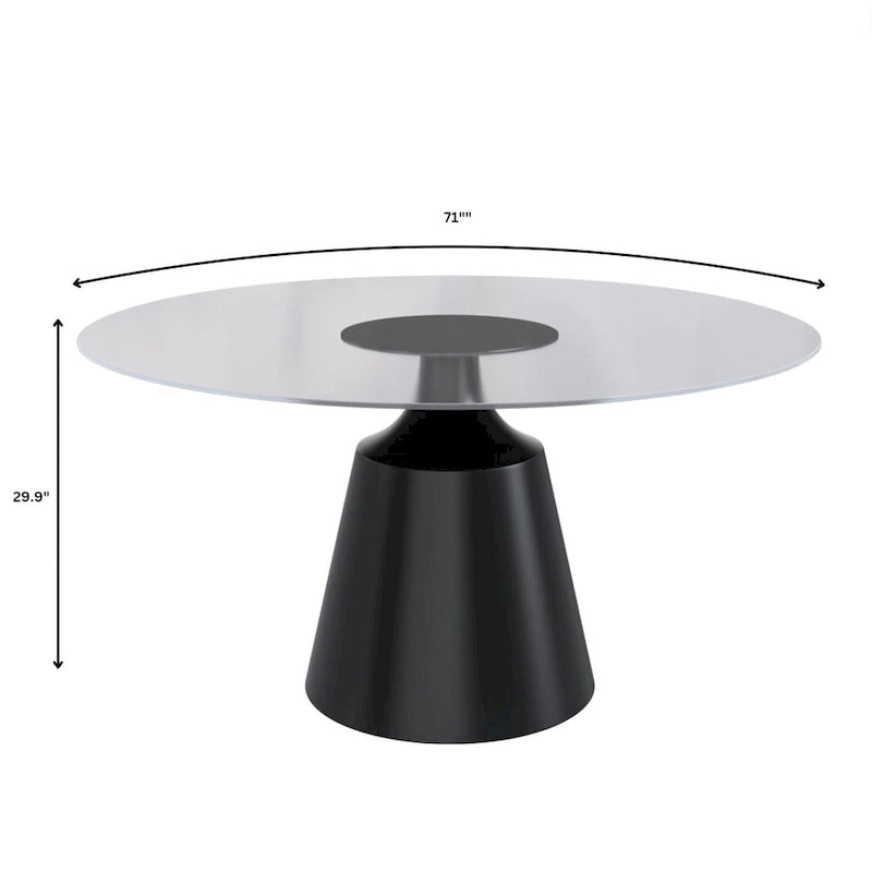 Prynn Dining Table with Round Top and Black Pedestal Base