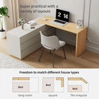 55.2-inch white corner desk with 6 drawer storage