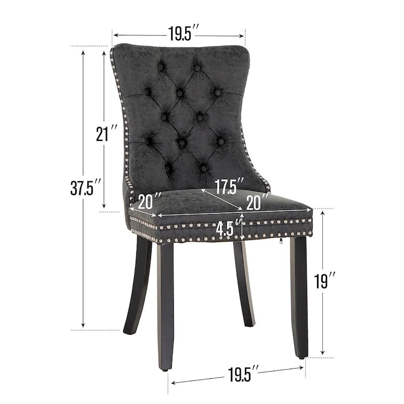 Faux Leather Dining Chairs Set of 2, Upholstered Chairs for Kitchen & Dining Room