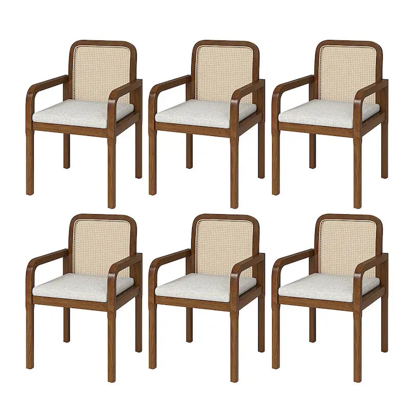 Antoine Modern Ratten Back Dining Chair with Removable Cushion Set of 6 by HULALA HOME