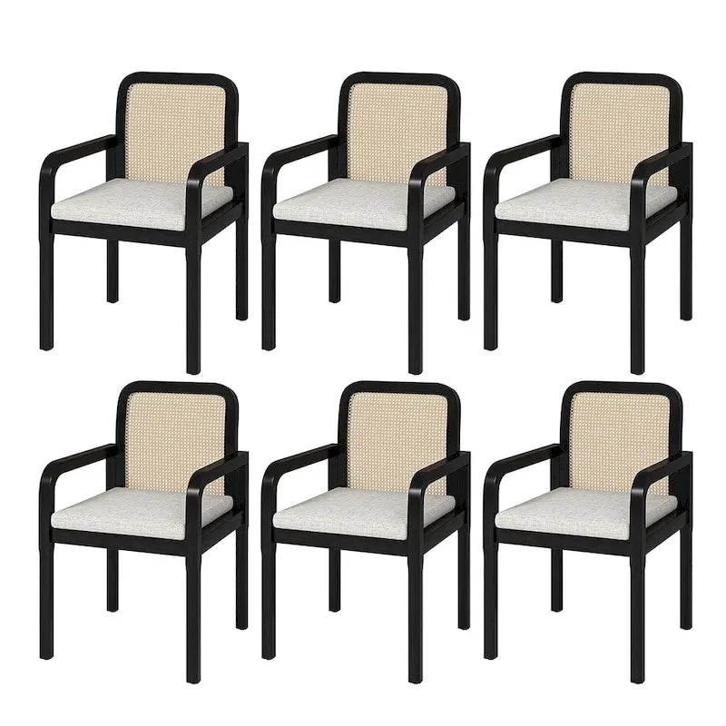 Antoine Modern Ratten Back Dining Chair with Removable Cushion Set of 6 by HULALA HOME