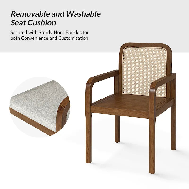 Antoine Modern Ratten Back Dining Chair with Removable Cushion Set of 6 by HULALA HOME