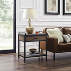 Art Leon Mid-century Wood Side End Table with Drawer