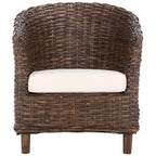 SAFAVIEH Charla Rattan Barrel Chair with Cushion - 29.1 x 27.2 x 32.7 - 29Wx27Dx33H