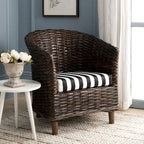 SAFAVIEH Charla Rattan Barrel Chair with Cushion - 29.1 x 27.2 x 32.7 - 29Wx27Dx33H