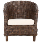 SAFAVIEH Charla Rattan Barrel Chair with Cushion - 29.1 x 27.2 x 32.7 - 29Wx27Dx33H