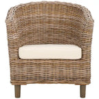 SAFAVIEH Charla Rattan Barrel Chair with Cushion - 29.1 x 27.2 x 32.7 - 29Wx27Dx33H