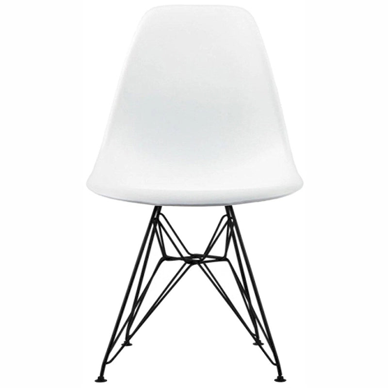 Modern Plastic Accent Designer Side Dining Matte Chair With Dark Black Wire Chrome Legs Base