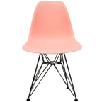 Modern Plastic Accent Designer Side Dining Matte Chair With Dark Black Wire Chrome Legs Base