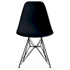 Modern Plastic Accent Designer Side Dining Matte Chair With Dark Black Wire Chrome Legs Base