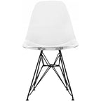 Modern Plastic Accent Designer Side Dining Matte Chair With Dark Black Wire Chrome Legs Base
