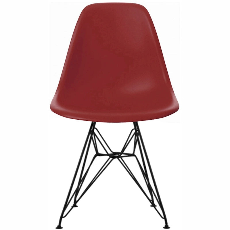 Modern Plastic Accent Designer Side Dining Matte Chair With Dark Black Wire Chrome Legs Base