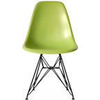 Modern Plastic Accent Designer Side Dining Matte Chair With Dark Black Wire Chrome Legs Base