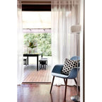 Mid Century Modern Upholstered Organic Dining Armchair with Wooden Walnut Legs