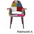 Mid Century Modern Upholstered Organic Dining Armchair with Wooden Walnut Legs