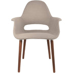 Mid Century Modern Upholstered Organic Dining Armchair with Wooden Walnut Legs