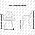 Mid Century Modern Upholstered Organic Dining Armchair with Wooden Walnut Legs